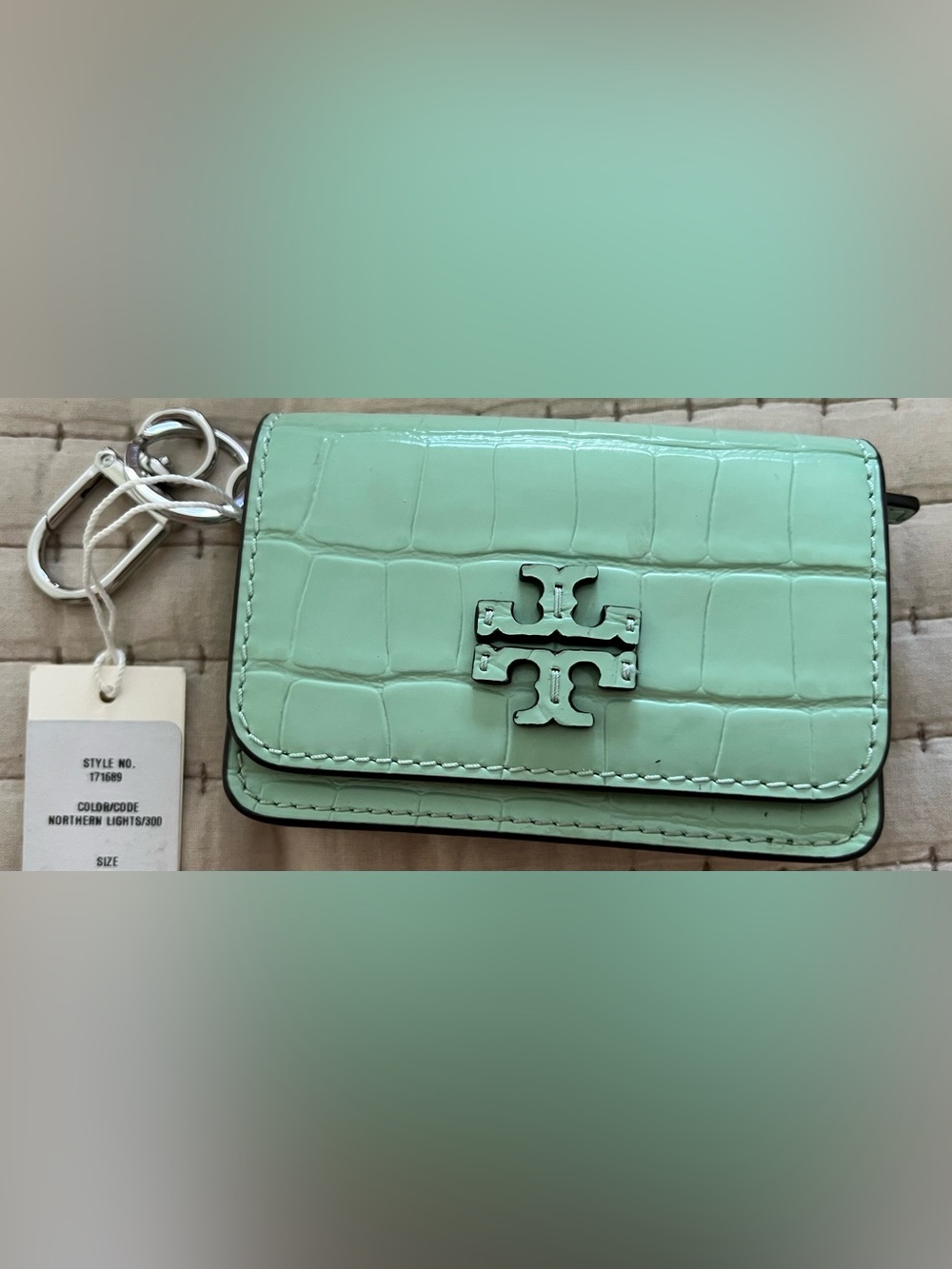 Latest Tory Burch Northern Lights Flap Card Case Key Ring Coin Pouch Wallet